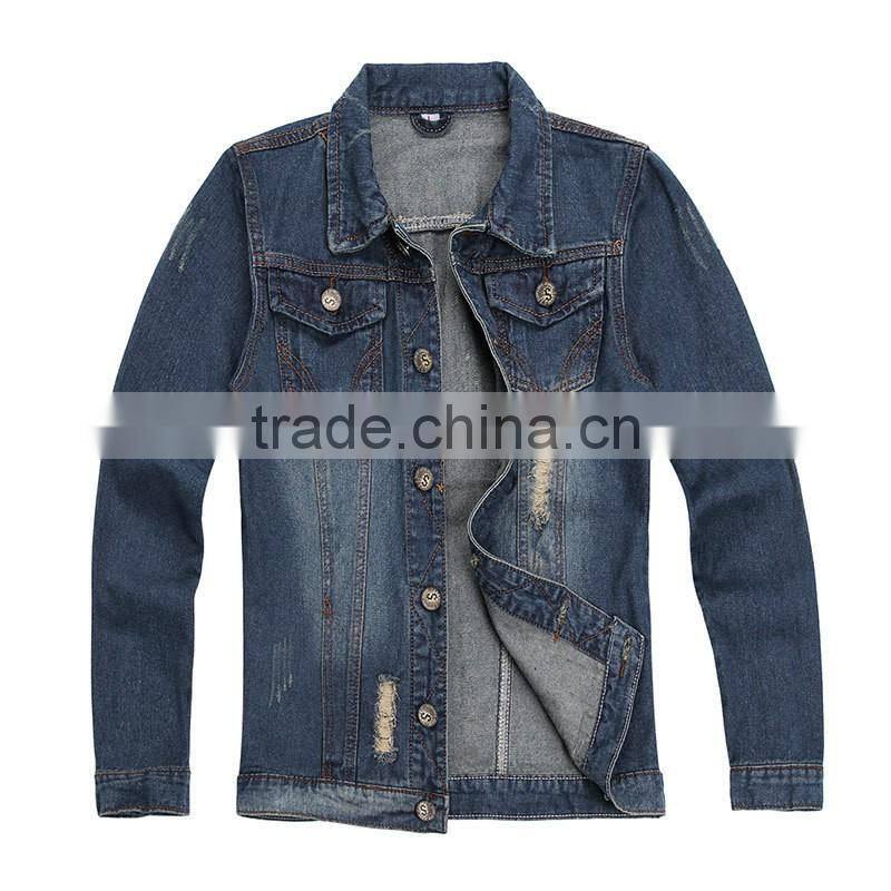 Stylish denim jacket fashion mens dip dyed denim jeans jacket winter