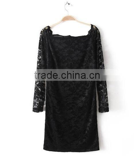 New arrival long sleeve lace dress women tight evening dress 2017