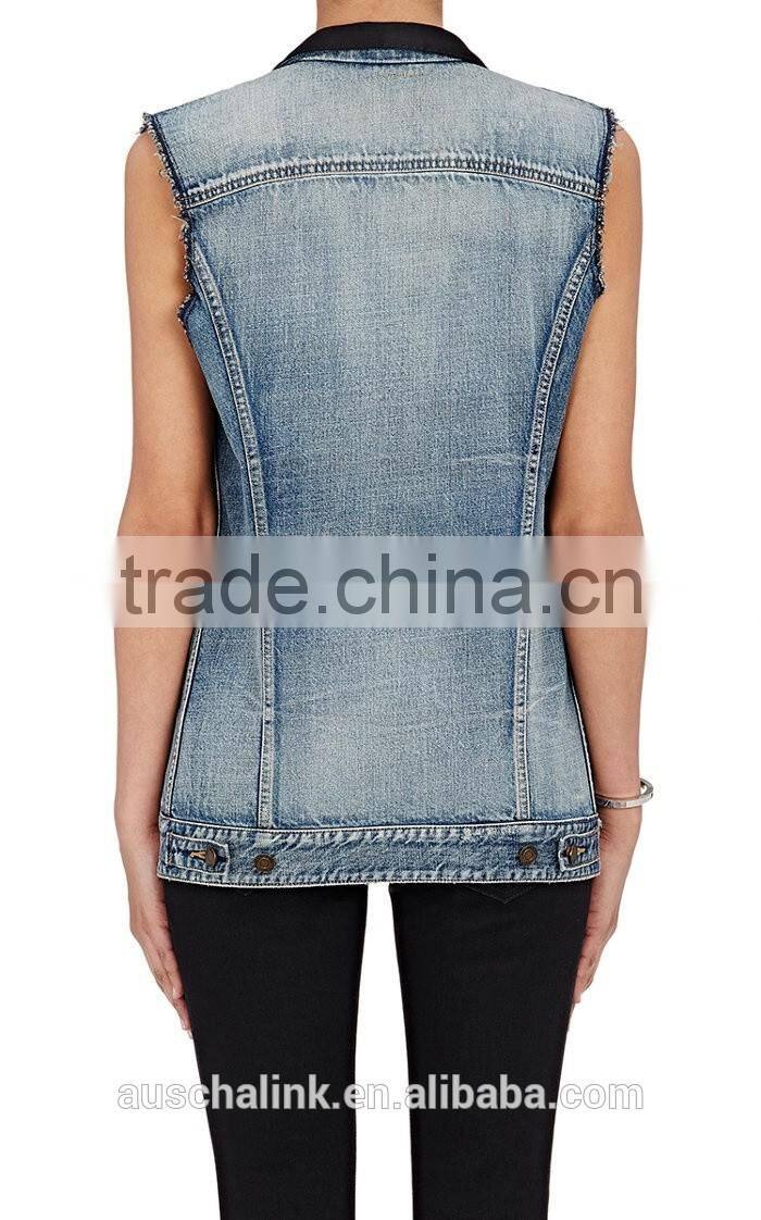 new arrival Autumn fashion design girls denim vest wholesale