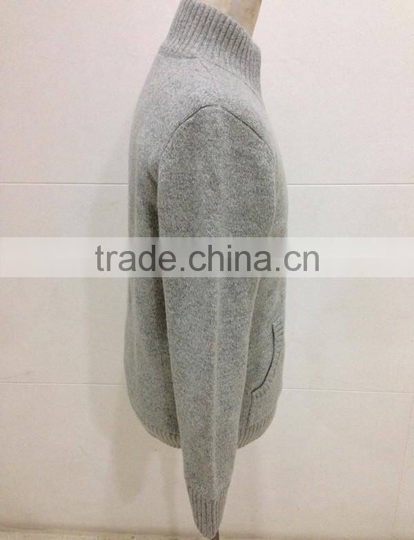Mens zipper cardigan lambswool sweater coat with lining