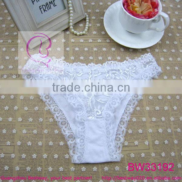 Sexy front transparent lace back cotton lingerie underwear