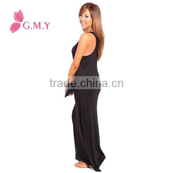 Women scoop neck racer back sleeveless casual dress strechy long maxi dress
