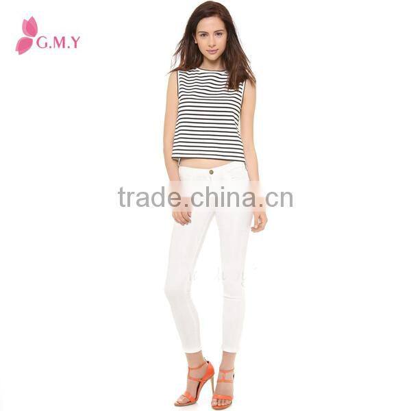2015 spring summer high level women sleeveless tops shirt Sexy backless stripe women blouse