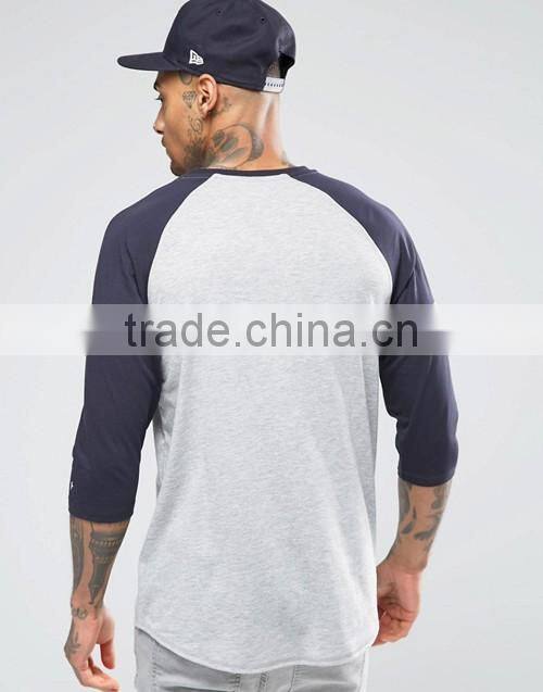 Design your own summer 3/4 raglan sleeve sports t-shirt from China reliable garment factory trade assurance