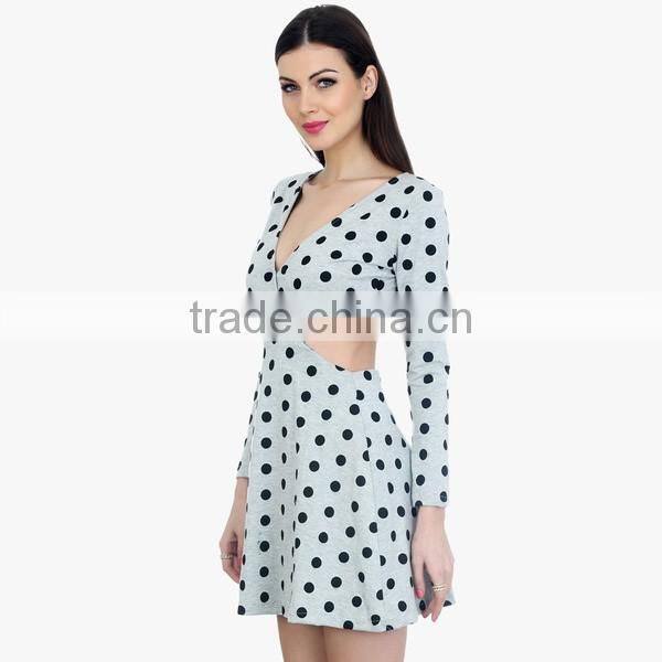 Grey Colored Printed Dress latest high waist dress patterns