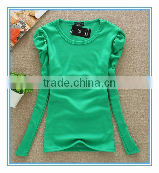 Wholesale high quality custom girl puff sleeve t shirt design