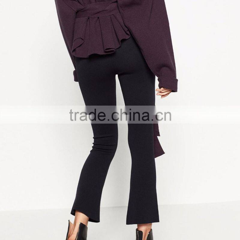 2016 Ladies top design fashion custom women apparel bell-bottom pants wholesale