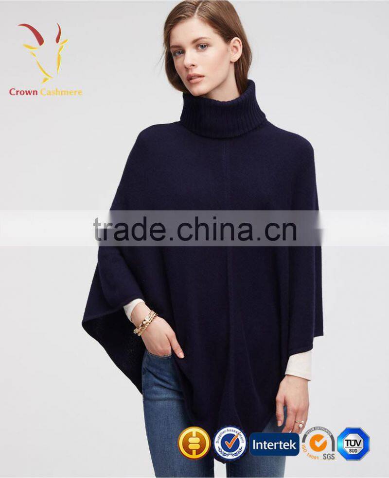 Turtleneck Cashmere Poncho 100% Cashmere Poncho Pullover Wrap