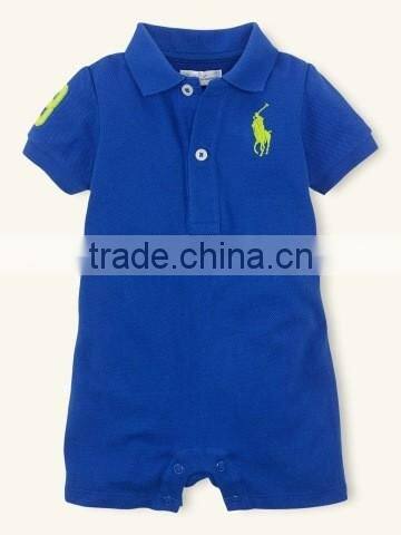 Many Colors Small Lapel Short Sleeve Baby Boy Apparel Clothes Set Romper