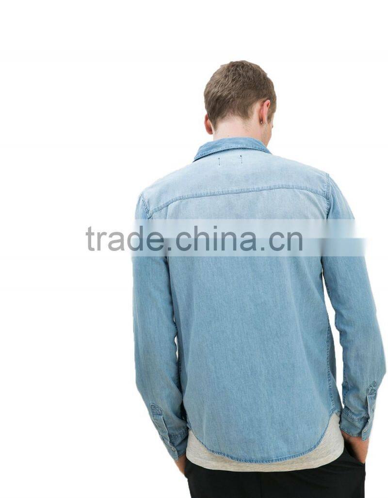 Latest shirts design gradient cotton mens denim shirts