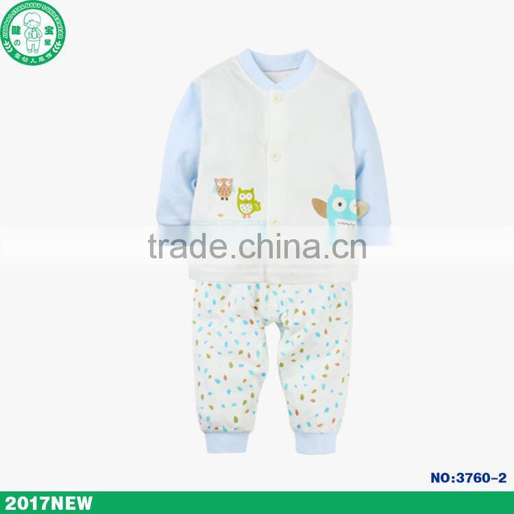 100% cotton long sleeve high quality 2 pcs children clothing set wholesale baby clothing
