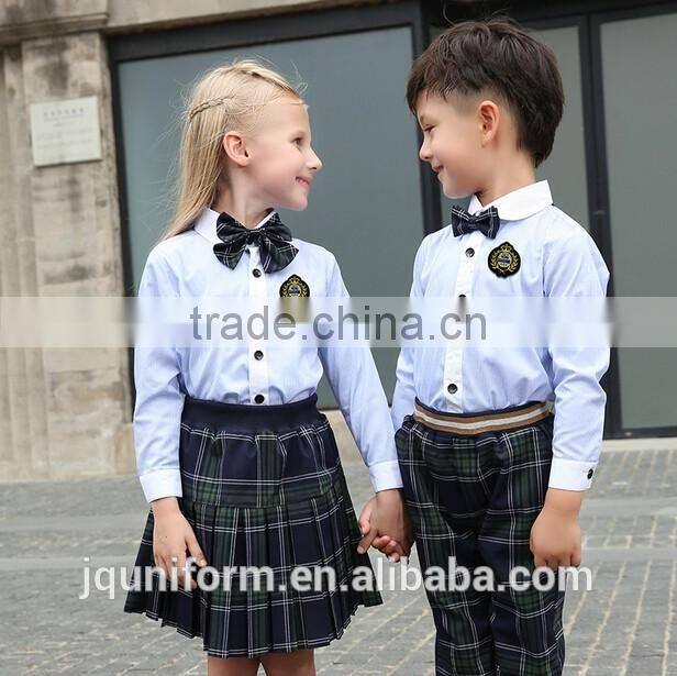 Hot sell factory price fashion school uniform,new style Kindergarten school uniform plaid skirts