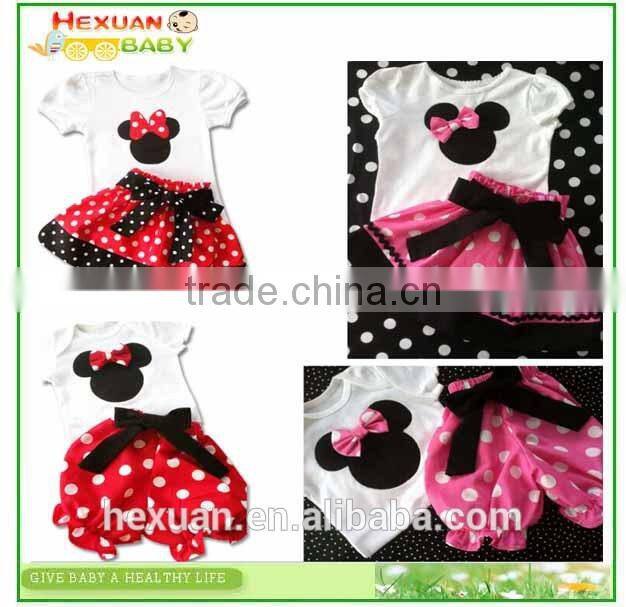 S80002T, baby Clothing sets , Summer New Children Girl's 2PC Sets Skirt Suit dots skirt dots pants girls cartoon clothes