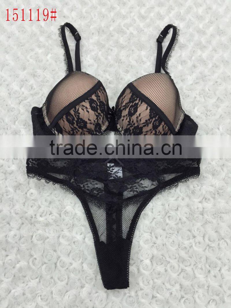 girl's bra and panty set plain dyed with lace 2016 new design