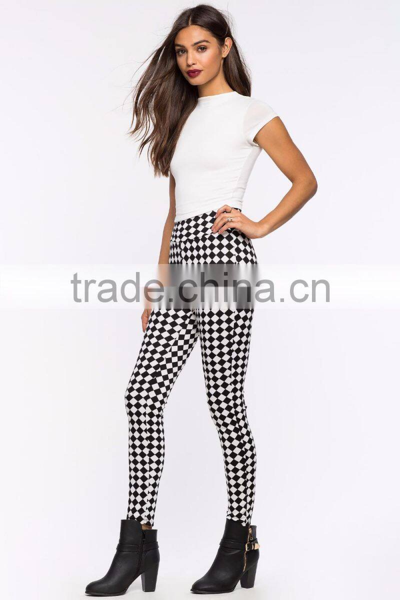 Latest fashion diamond printed fitness leggings for women pants