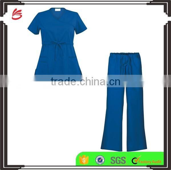 High Quality Solid Colored Men Denim Scrubs Top for Hospital Wearing