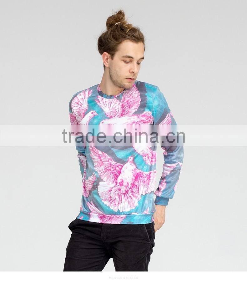 Custom unisex 3D pink dove sublimation popular casual sweatshirt