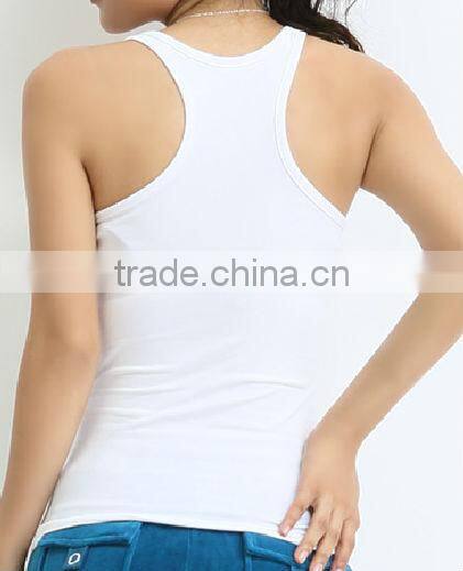 Womens Plain White Cotton Loose Vest Tops