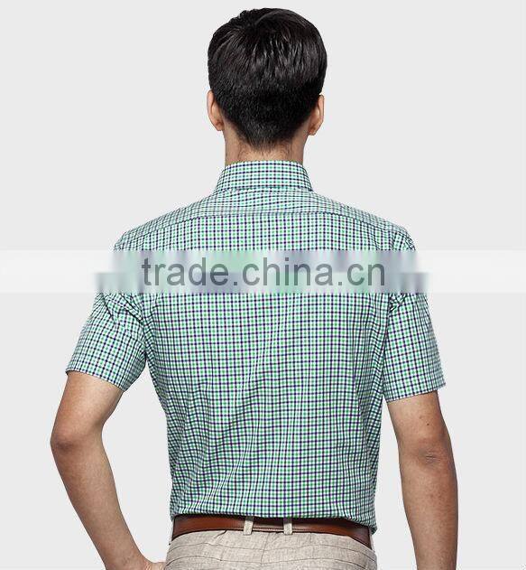 OEM/ODM 2016 latest design summer cotton short sleeve plaids men shirt