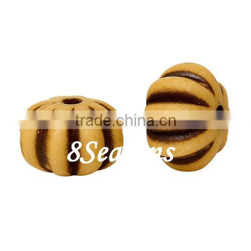 Smoke Yellow Halloween Pumpkin Acrylic Spacer Beads 12mm x 11mm
