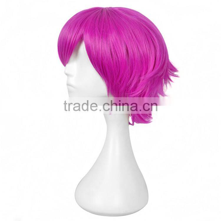 2016 Cheap Fashion Synthetic Hair Wig Rose Red Colored Cosplay Party Wig For Wholesale