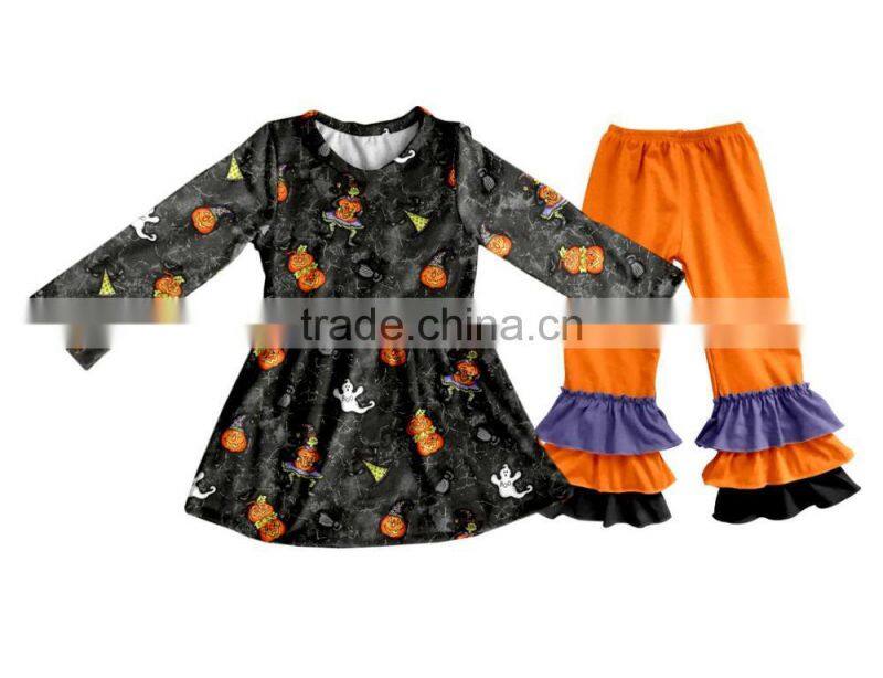 New design kids halloween clothing children boutique set halloween boutique winter outfits