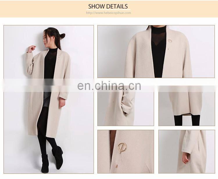 China Supplier Fashion Creamy White Coat Woman Winter