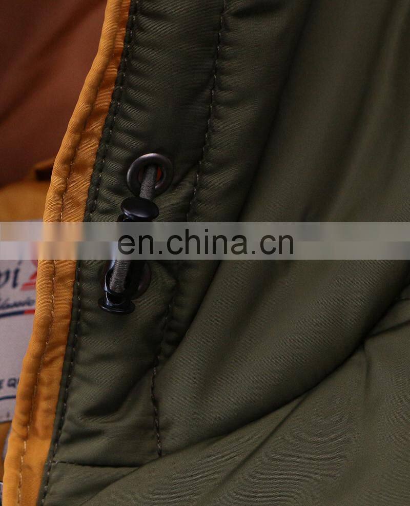 Outdoor sport man winter jacket wear and gentleman padding jacket with hood