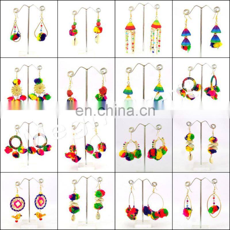Designer Dangle Fashion Pom Pom Earrings -Boho Banjara Bohemian gypsy Gota Pom Pom Earrings