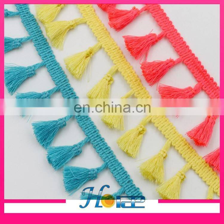 New design pompom lace trim cotton tassel fringe chain tassel lace trimming