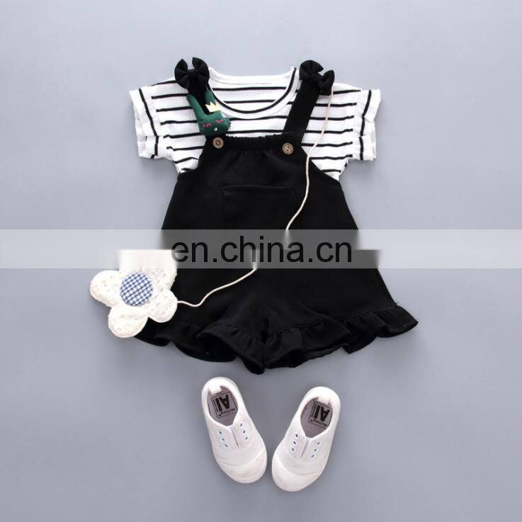 New Fashion Wholesale price Baby Girl Clothing Set Stripe Top And Bid Pants  Set
