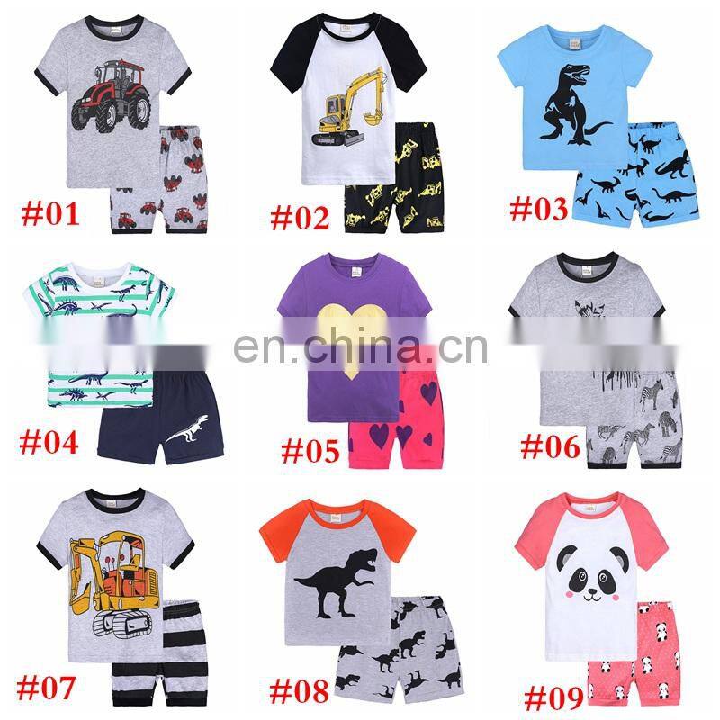 Baby boys and girls dinosaur print outfits children stripe top+shorts 2pcs summer body suit kids clothing sets