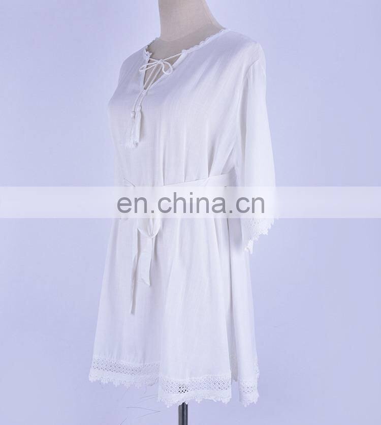 V neck Beach Cover up Sarong White Cotton Beach Dress Tunic Bikini cover up Kaftan Beach Swimsuit cover up Saida de Praia