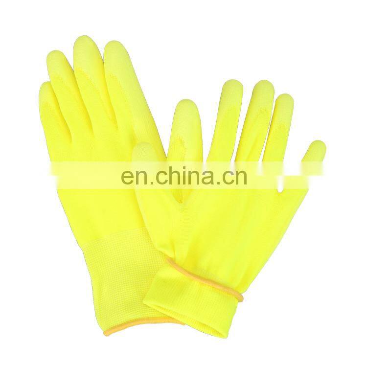 HY EN 388 13 gauge nylon black pu coated safety protective black pu coated work pu gloves