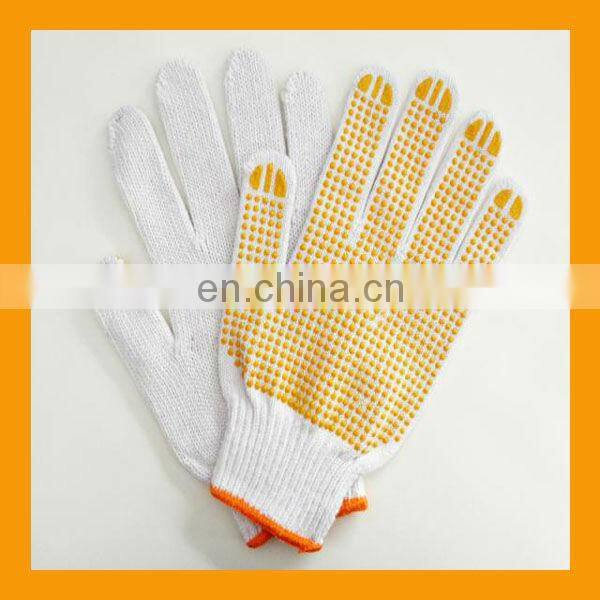 Cheap Single Side PVC Dotted White Polycotton Gloves