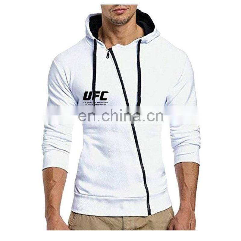 S-5XL 100%polyester Spring and autumn new men's printed UFC long sleeve hooded casual sports zipper sweater coat