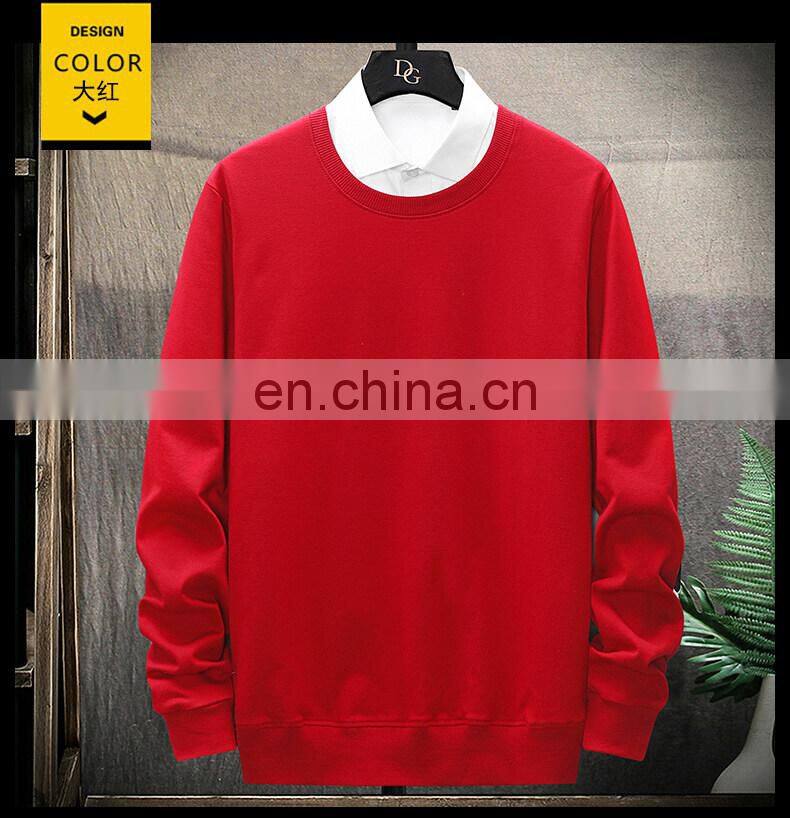 Custom brand round neck plain sweatshirt 100% cotton high quality men custom pullover hoodie plus size men t-shirt