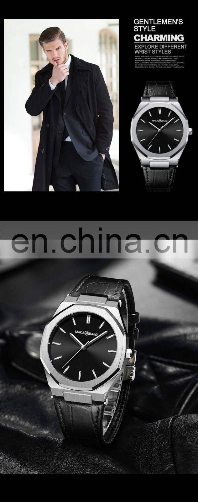 Hannah Martin 5015 Nice simple Quartz Watch Analog Water Resistant Stainless Steel Watches for Sale Men