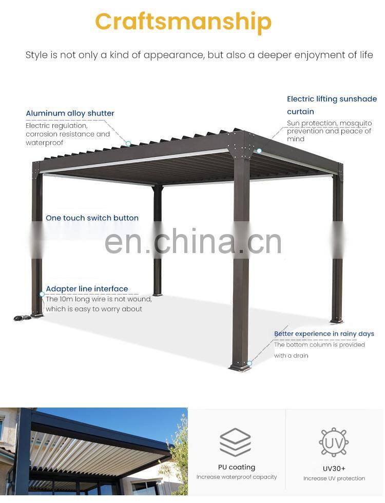 modern outdoor bricoking bioclimatique smart pool retractable pergola-aluminium bioclimatic 5x3 set