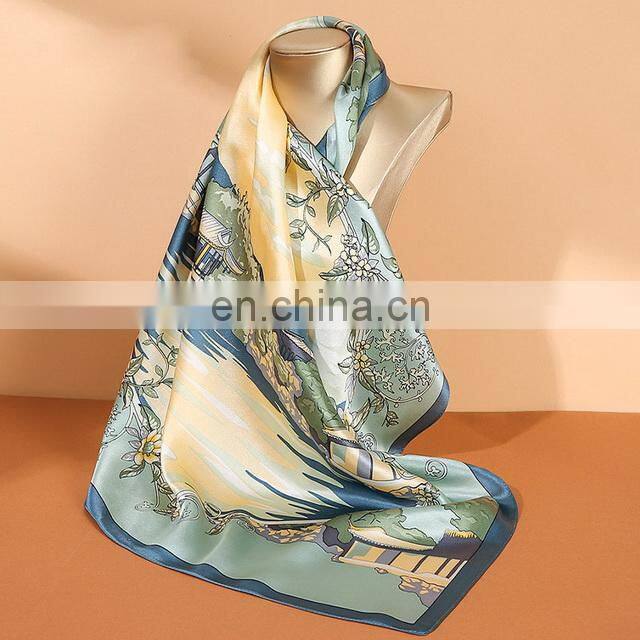 Luxury Vintage Unique Pattern Custom Square 100% Natural Silk Scarves For Women
