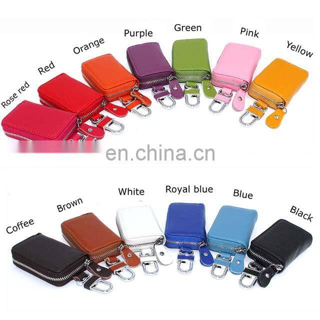 Online Shopping Women Men Custom Zipper Leather Vehicle Car Key Case with Keyring Holder