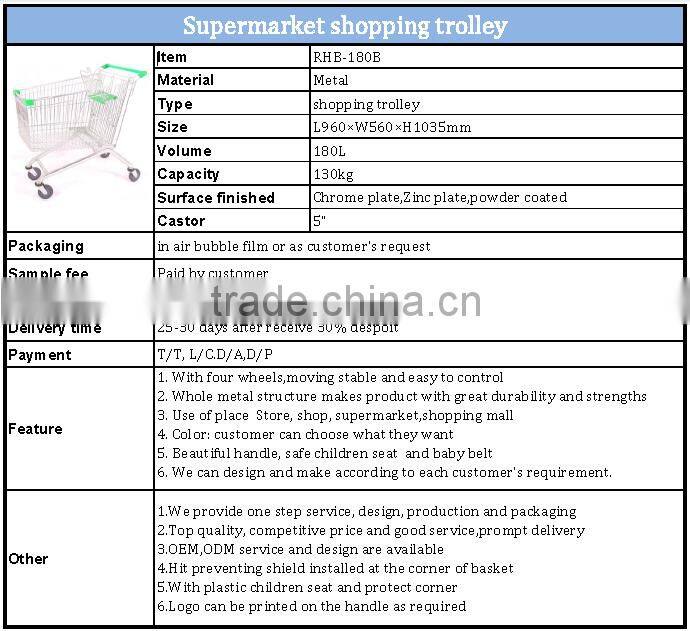 2016 Asian type supermarket shopping trolley carts