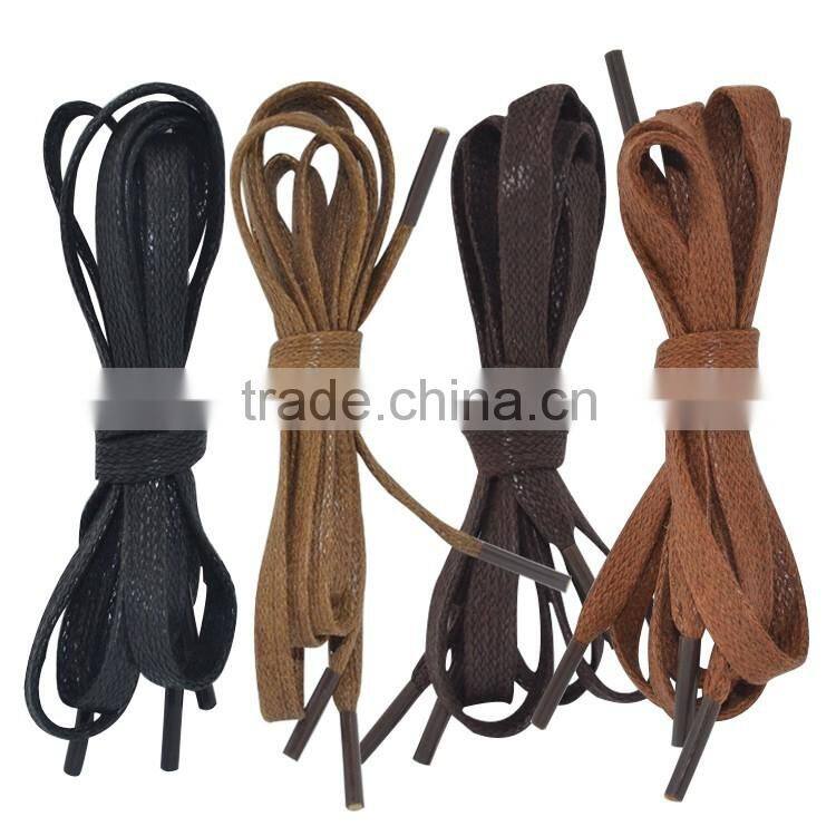 Wholesale waxed shoelaces brown flat style