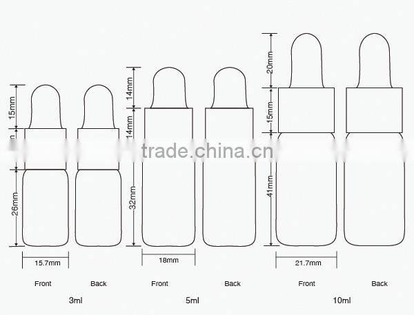 Amber color cosmetic clear 10ml 5ml 3ml glass dropper bottle