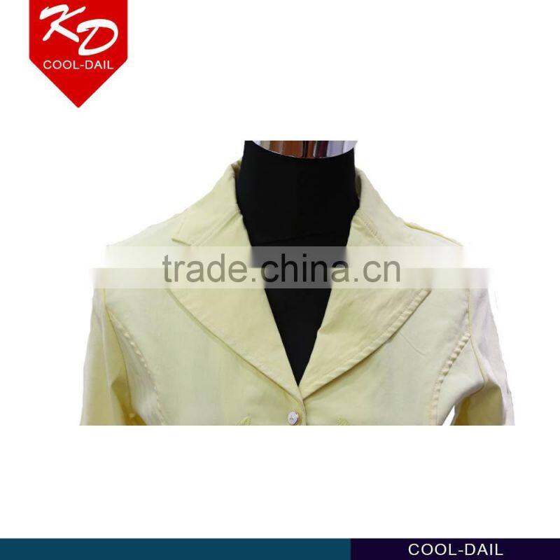 2016 ladies' plain t-shirts OEM service lapel collar casual suit design custom shirts