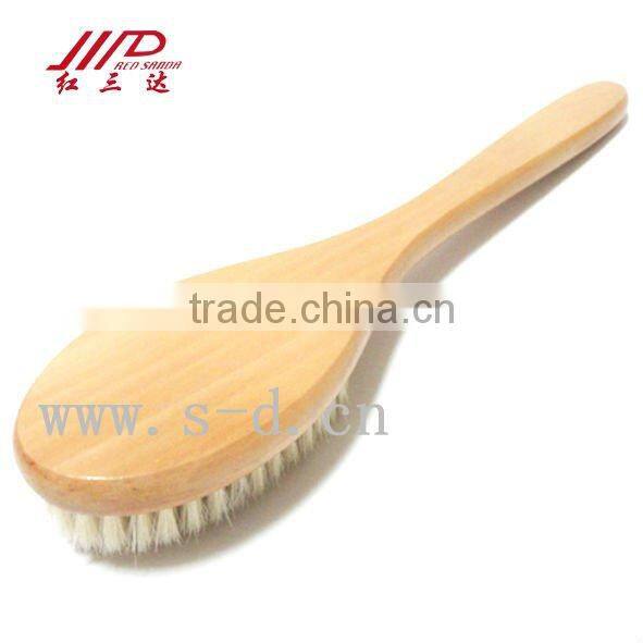Wooden long handle bath brush with pig hair for massage