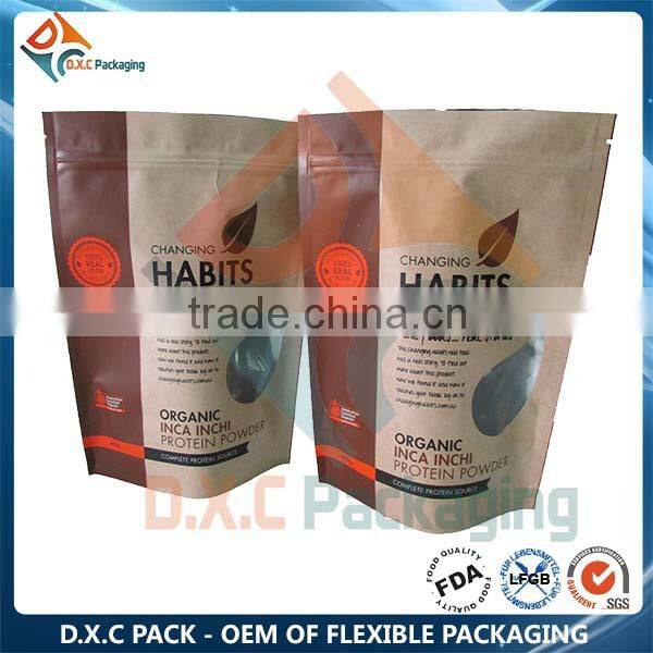 OEM Custom Printing Kraft Paper Bag With Window & Zipper