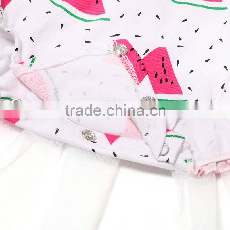 2016 Hot Sale Baby Ruffle Watermelon Printed Romper Backless Girls Fashion Breathable Romper