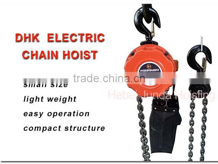 factory price electric chain hoist with chain bag 380V/3phase DHK Series 3M 1TON 2TON 3TON 5TON 10TON electric chain hoist