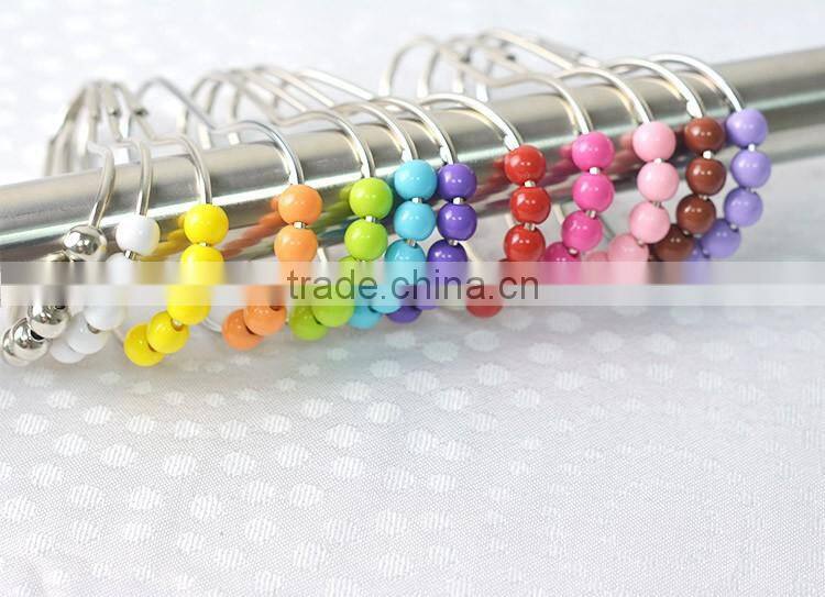 Plastic beads bathroom shower curtain hooks, footprints shaped Roller Shower Curtain roller Rings/curtain hooks with 5 acryl bal